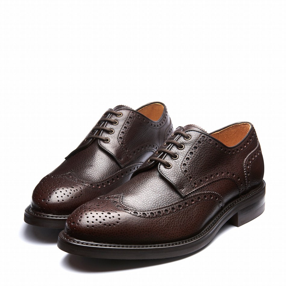 Solovair Grain-Calf 4 Eye Gibson Uomo Scarpe Brogue Marroni | 055-BRN-CC-060