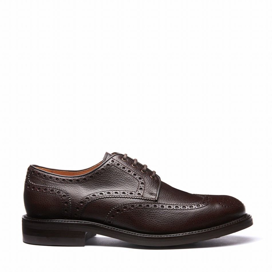 Solovair Grain-Calf 4 Eye Gibson Uomo Scarpe Brogue Marroni | 055-BRN-CC-060