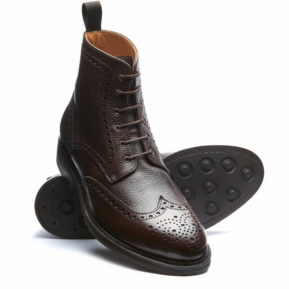 Solovair Grain-Calf 6 Eye Derby Uomo Stivali Brogue Marroni | 019-BRN-CC-060