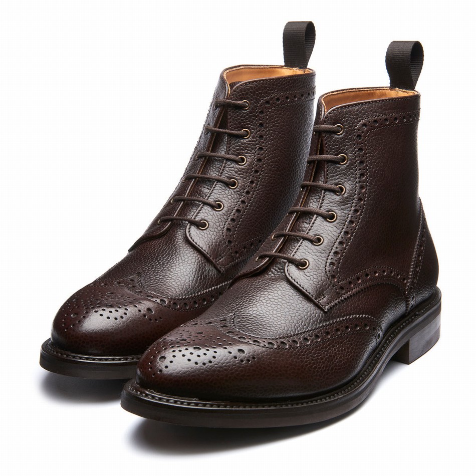 Solovair Grain-Calf 6 Eye Derby Uomo Stivali Brogue Marroni | 019-BRN-CC-060