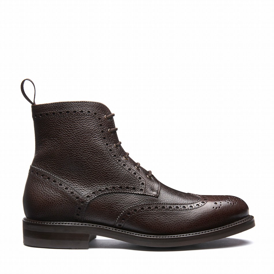 Solovair Grain-Calf 6 Eye Derby Uomo Stivali Brogue Marroni | 019-BRN-CC-060
