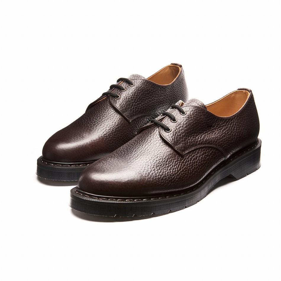 Solovair Grain 3 Eye Uomo Scarpe Gibson Marroni | S3-995-DKB-SOFTG-G-030