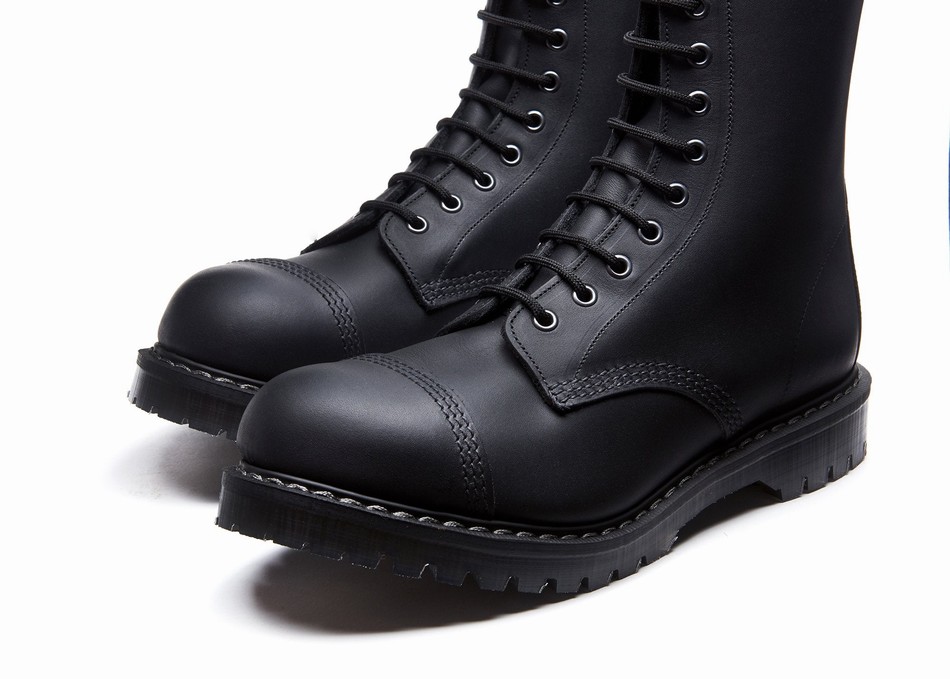 Solovair Greasy 11 Eye Steel Toe Uomo Stivali Derby Nere | SC11-1980-BG-G-060