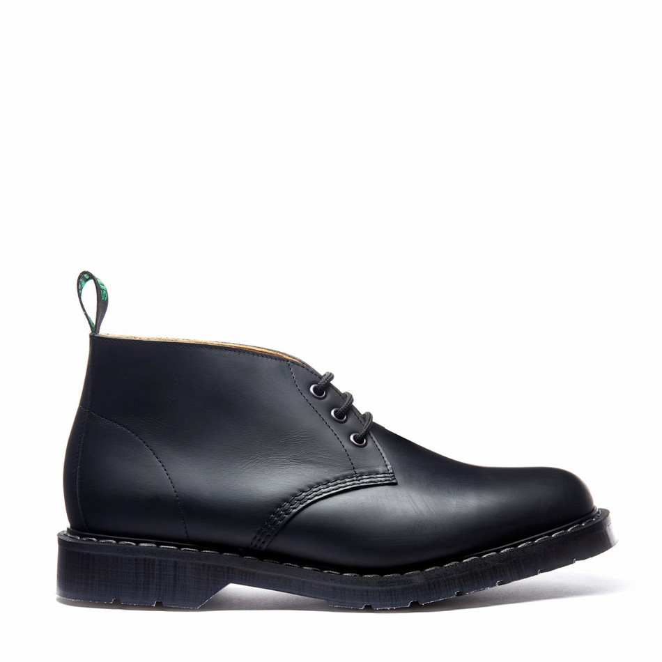Solovair Greasy 3 Eye Uomo Stivali Chukka Nere | S3-080-BG-G-030
