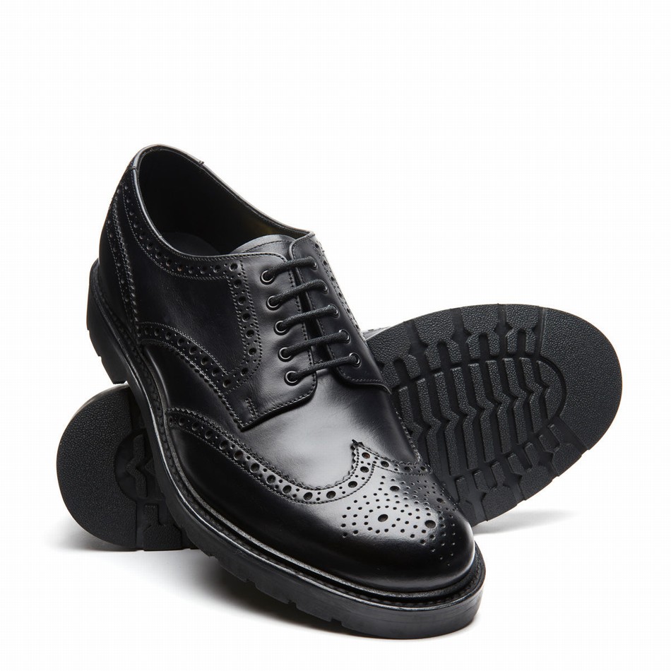 Solovair Greasy 5 Eye Gibson Uomo Scarpe Brogue Nere | LS5-813-BG-B-060