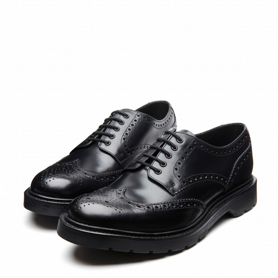 Solovair Greasy 5 Eye Gibson Uomo Scarpe Brogue Nere | LS5-813-BG-B-060