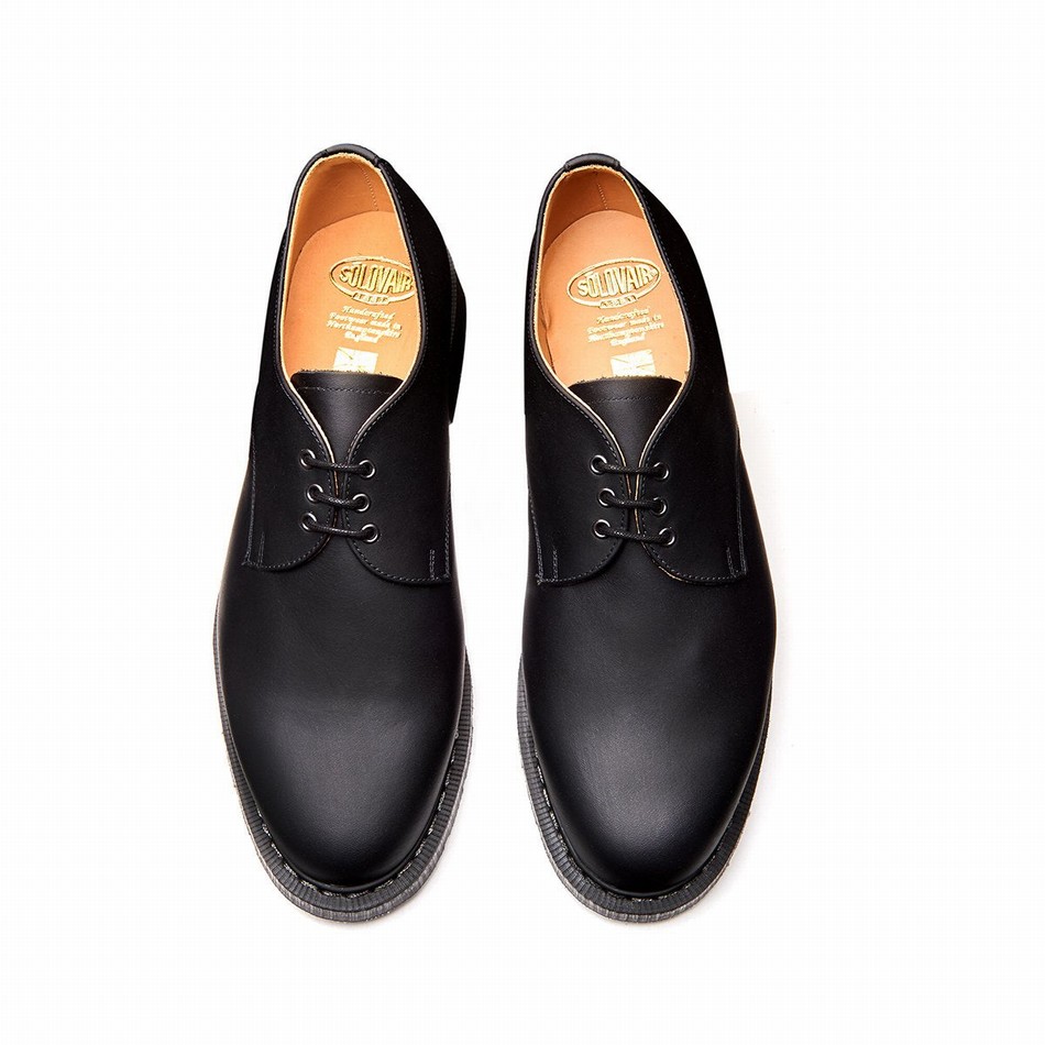Solovair Greasy Donna Scarpe Gibson Nere | S3-995-BG-G-030