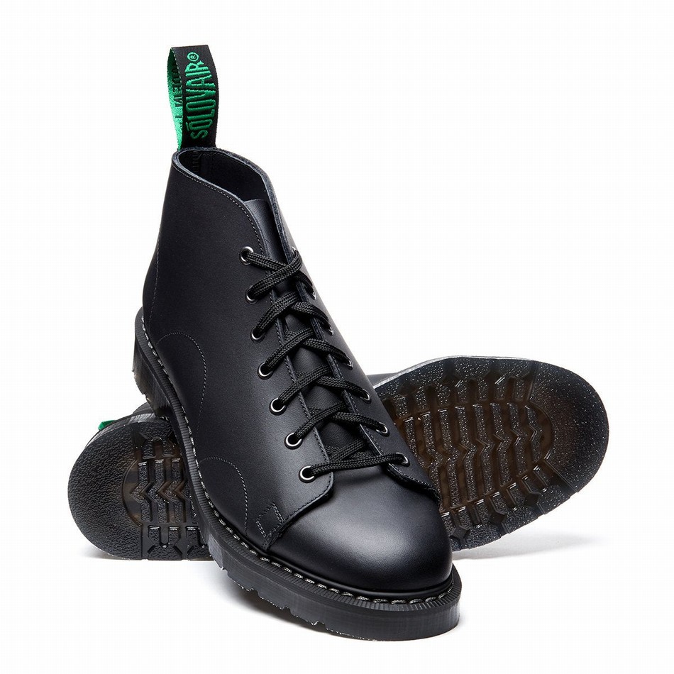 Solovair Greasy Donna Stivali Da Scimmia Nere | S7-116-BG-G-030