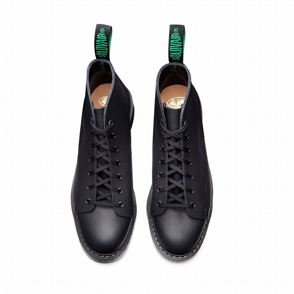 Solovair Greasy Donna Stivali Da Scimmia Nere | S7-116-BG-G-030