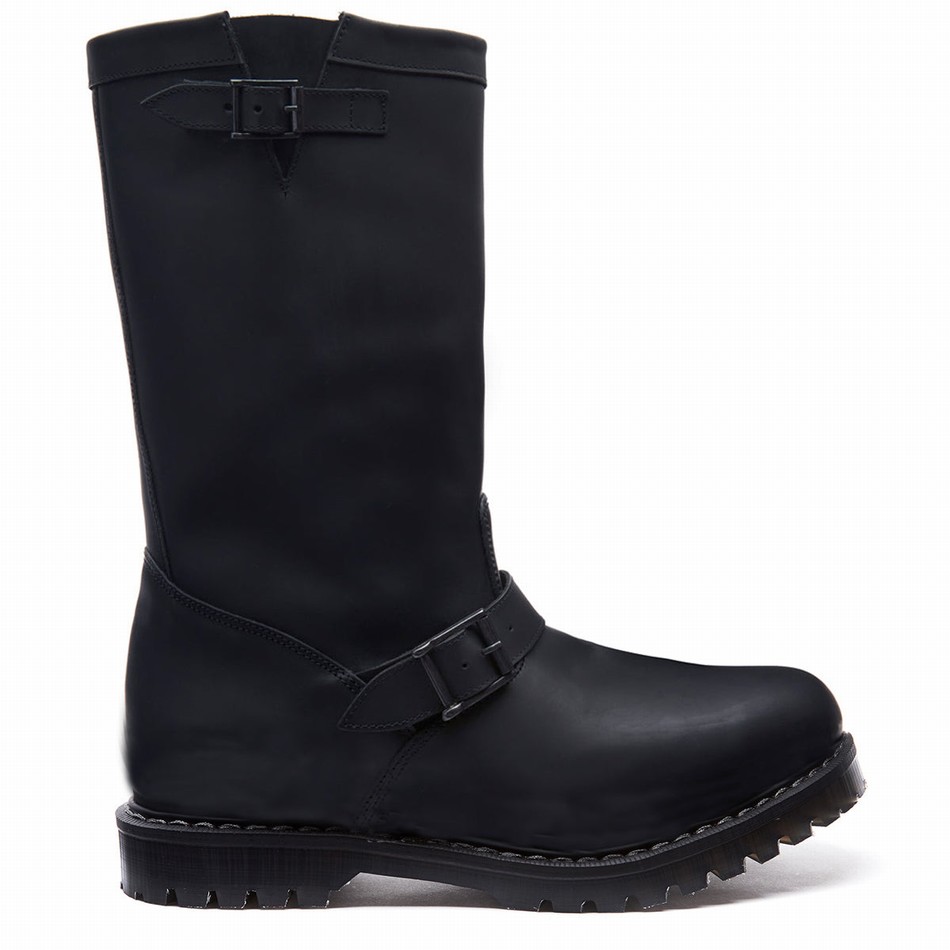 Solovair Greasy Donna Stivali Motociclista Nere | SC0-1000-BG-G-065
