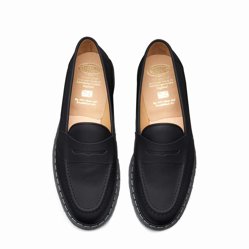 Solovair Greasy Penny Uomo Mocassini Nere | S0-970-BG-G-030