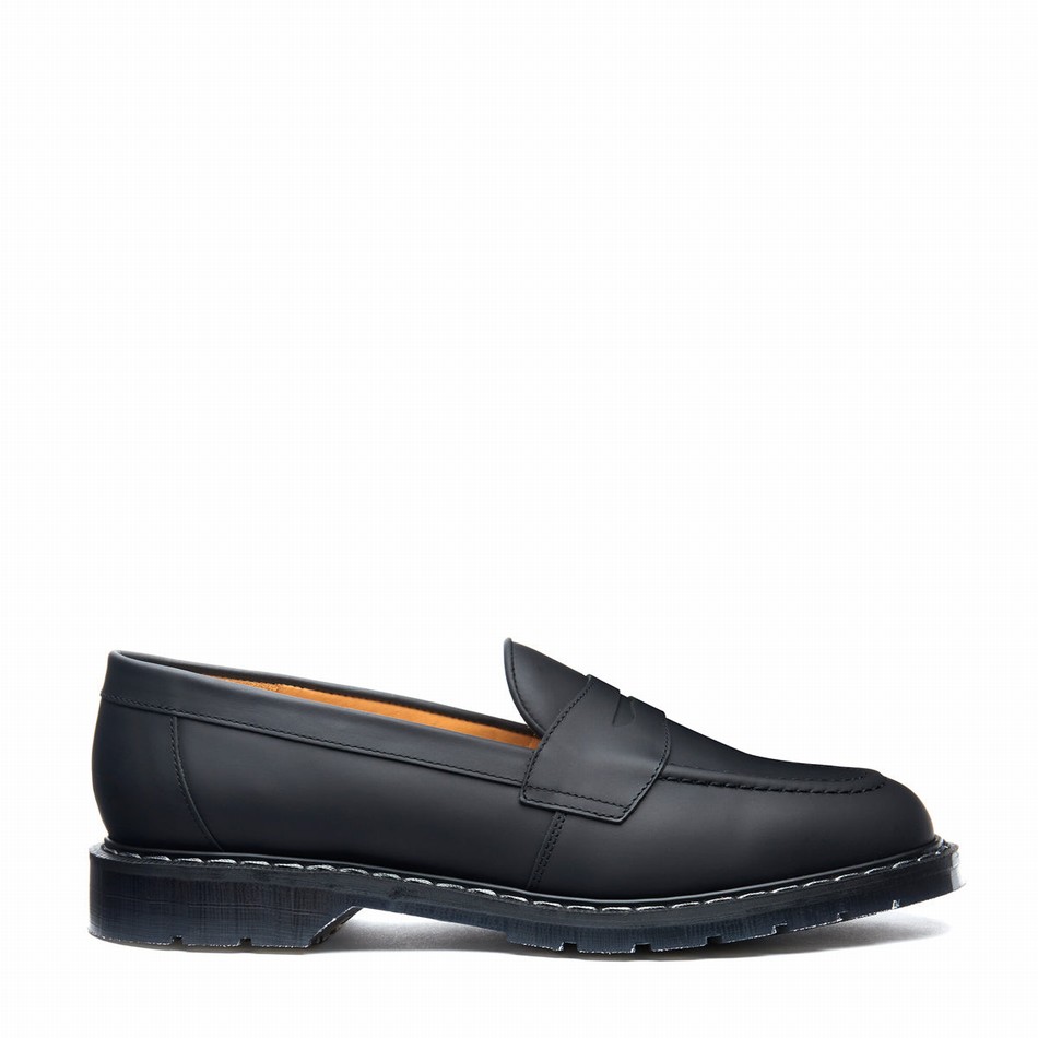 Solovair Greasy Penny Uomo Mocassini Nere | S0-970-BG-G-030