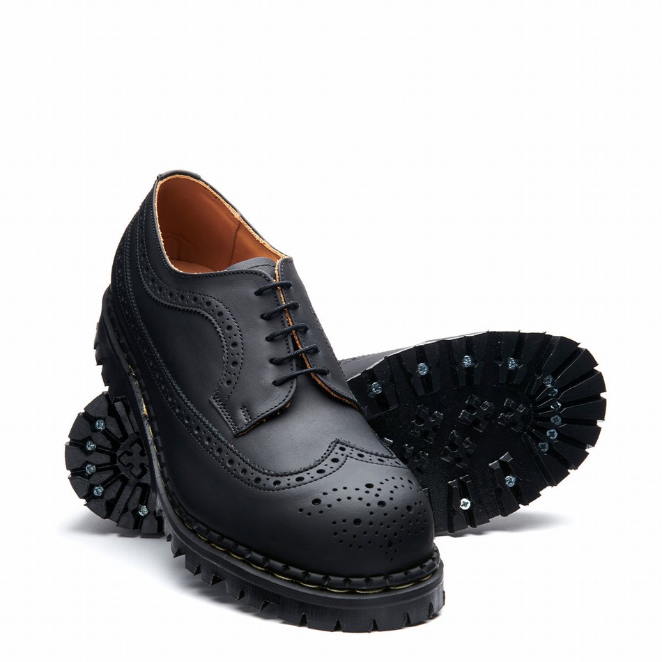 Solovair Greasy Steel Toe American Uomo Scarpe Brogue Nere | GF5-1812-BG-035