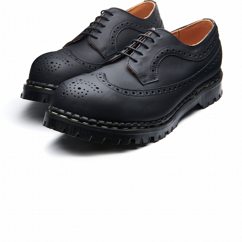 Solovair Greasy Steel Toe American Uomo Scarpe Brogue Nere | GF5-1812-BG-035