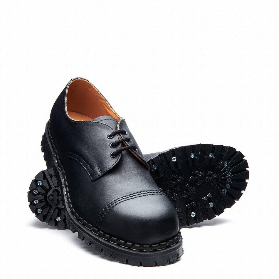 Solovair Greasy Steel Toe Capped Donna Scarpe Gibson Nere | GF3-1370-BG-030