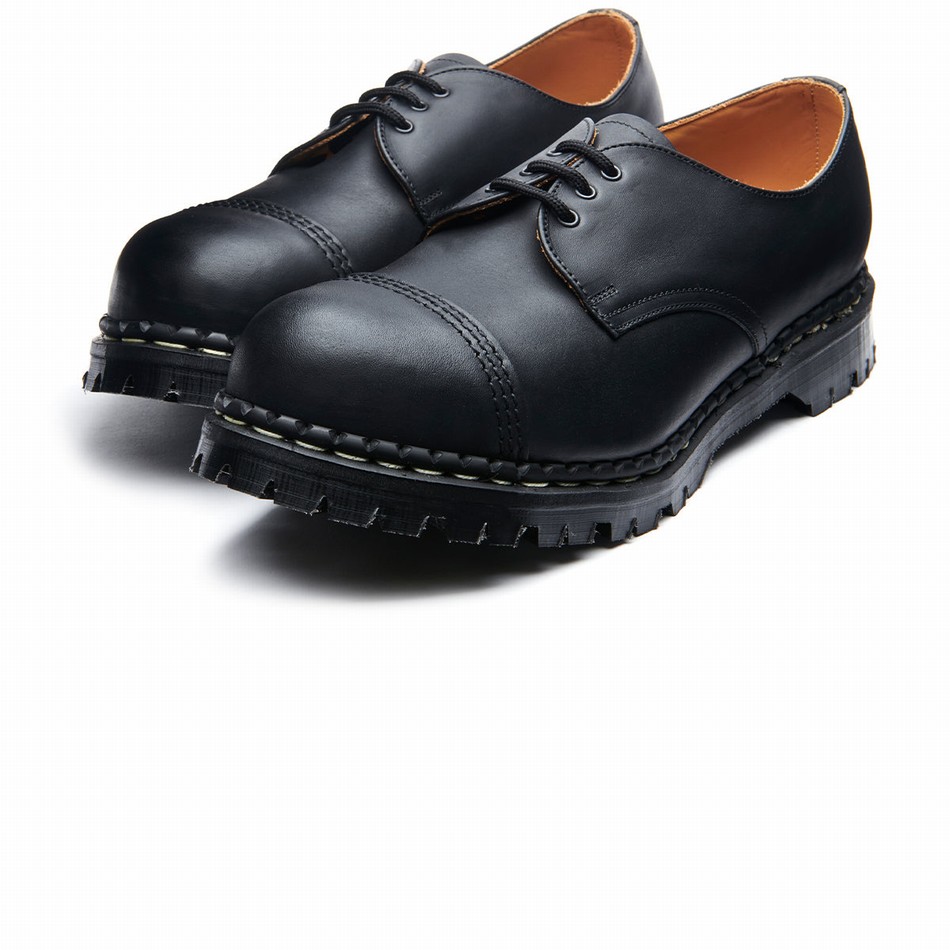 Solovair Greasy Steel Toe Capped Donna Scarpe Gibson Nere | GF3-1370-BG-030
