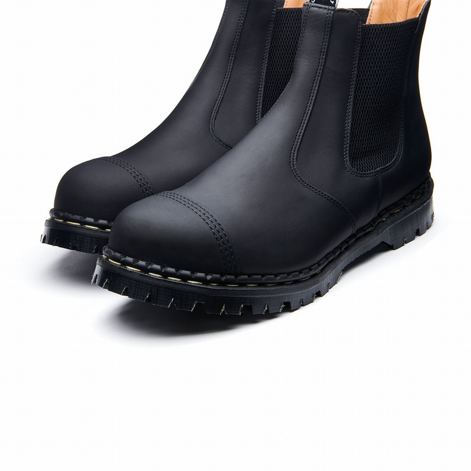 Solovair Greasy Steel Toe Capped Uomo Stivali Dealer Nere | GF0-1910-BG-040