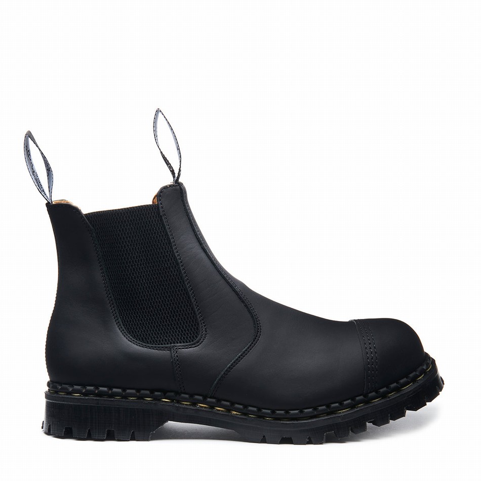 Solovair Greasy Steel Toe Capped Uomo Stivali Dealer Nere | GF0-1910-BG-040