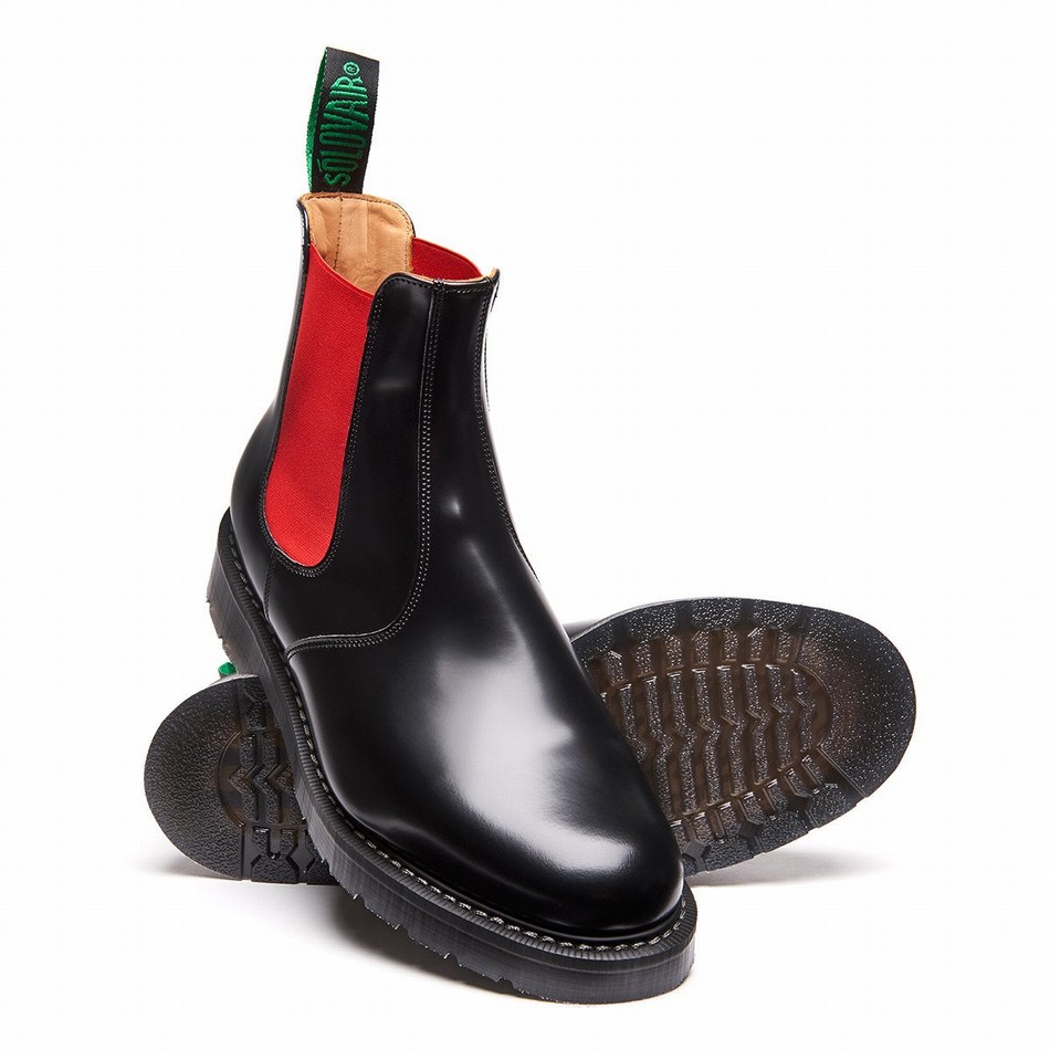 Solovair Greasy Uomo Stivali Dealer Nere | S0-900-BK-RD-G-030