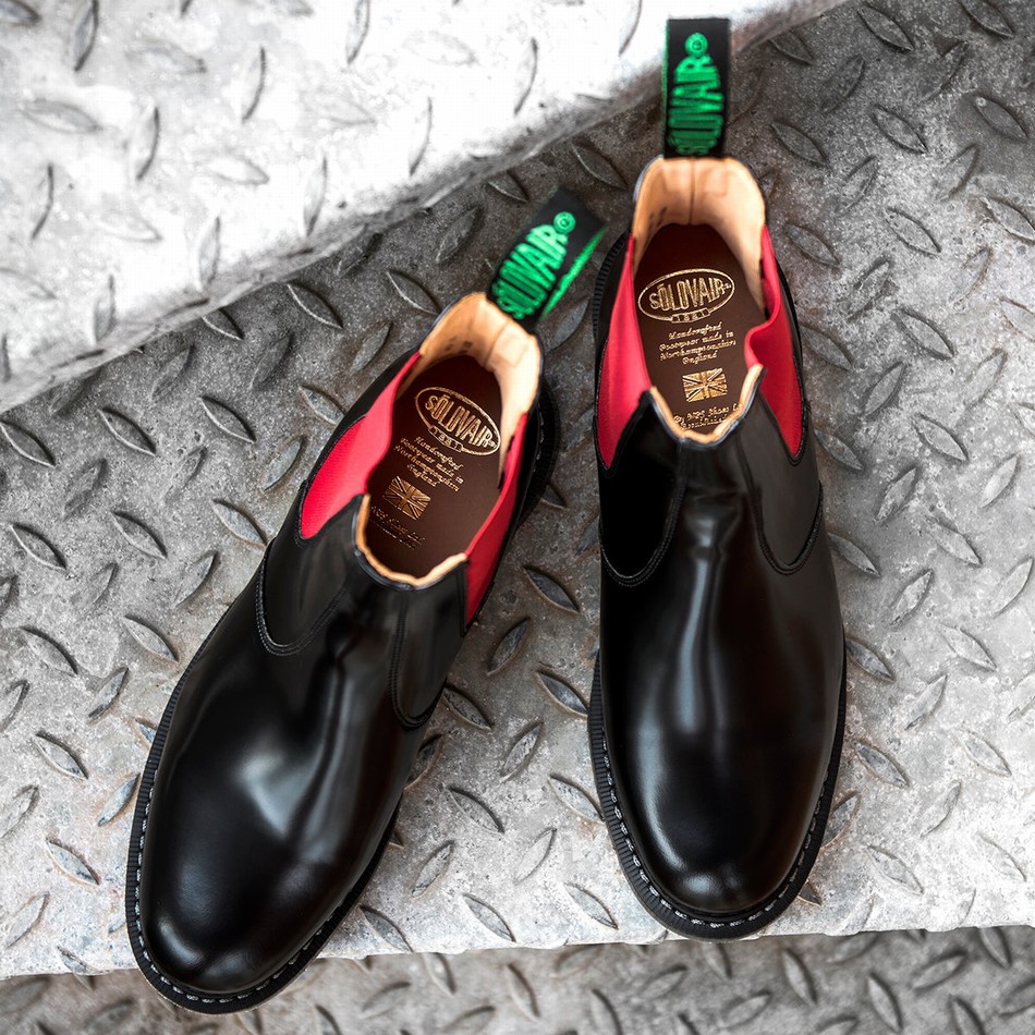 Solovair Greasy Uomo Stivali Dealer Nere | S0-900-BK-RD-G-030
