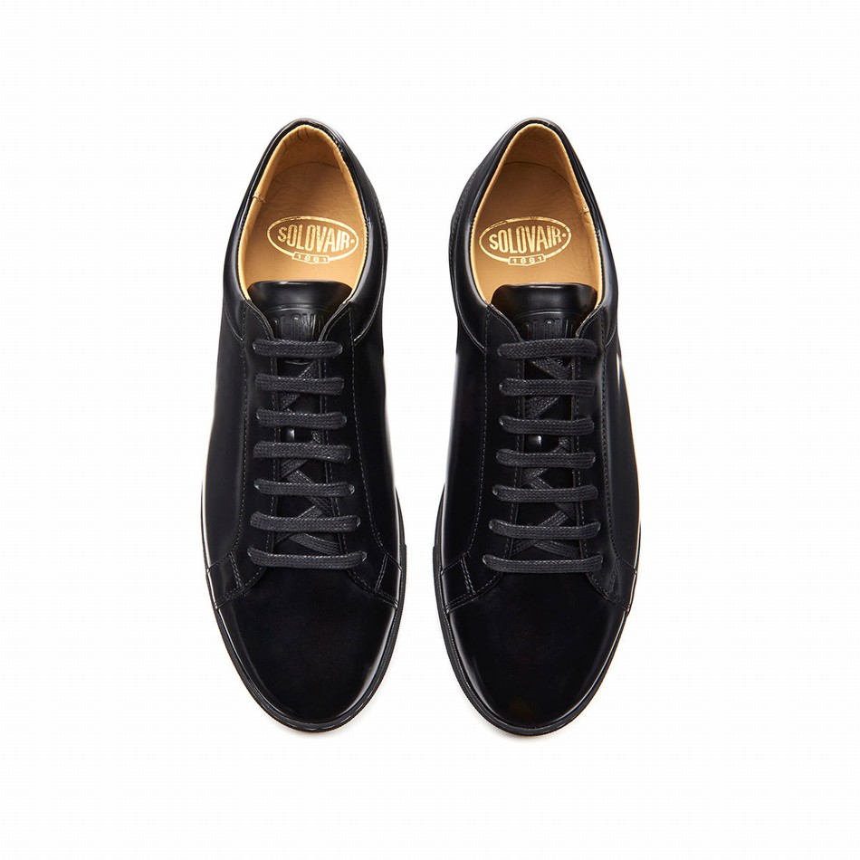 Solovair Hi-Shine 070 Donna Sneakers Nere | S7-070-BK-HS-G-030