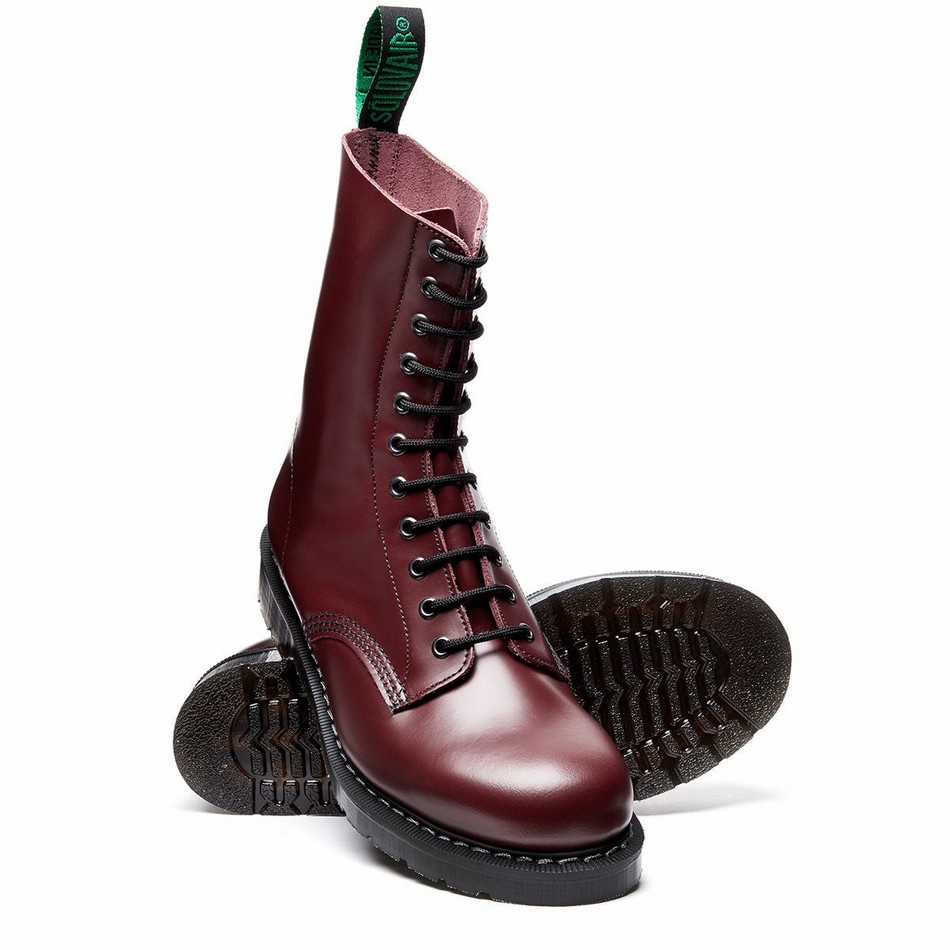 Solovair Hi-Shine 11 Eye Uomo Stivali Derby Rosse | S11-981-OX-G-030