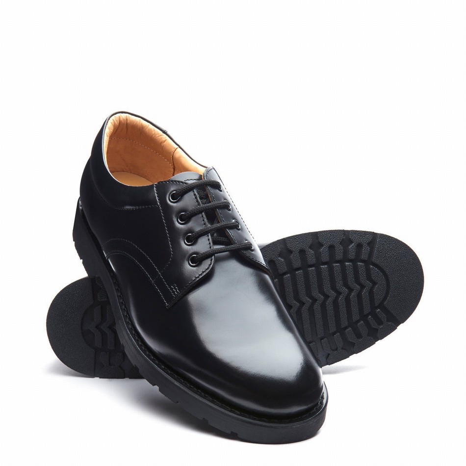 Solovair Hi-Shine 4 Eye Donna Scarpe Gibson Nere | 1462-120