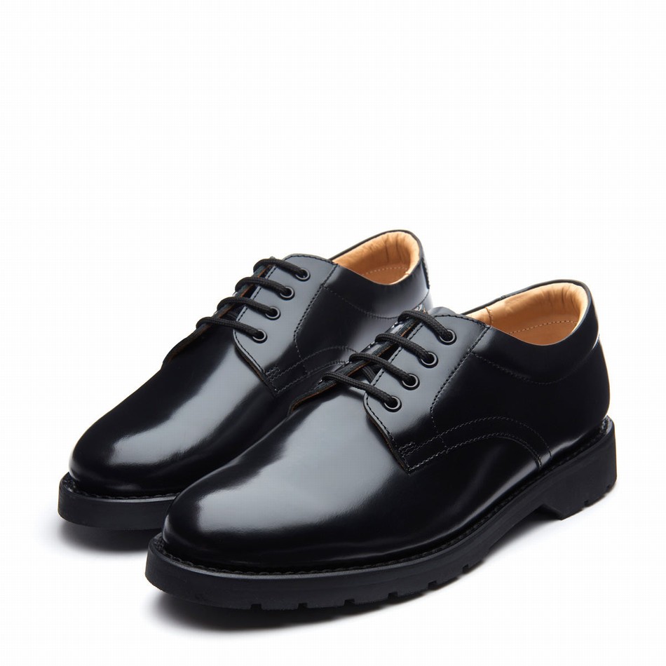 Solovair Hi-Shine 4 Eye Donna Scarpe Gibson Nere | 1462-120