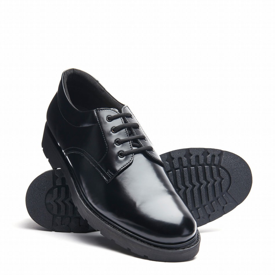 Solovair Hi-Shine 4 Eye Donna Scarpe Gibson Nere | 762-040
