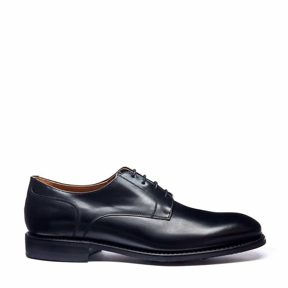Solovair Hi-Shine 4 Eye Uomo Scarpe Gibson Nere | 380-115-060
