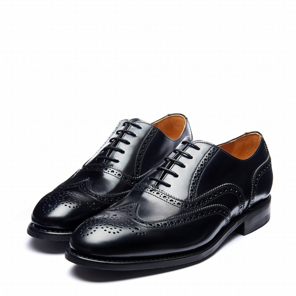 Solovair Hi-Shine 5 Eye Uomo Scarpe Oxford Nere | 091-305-060