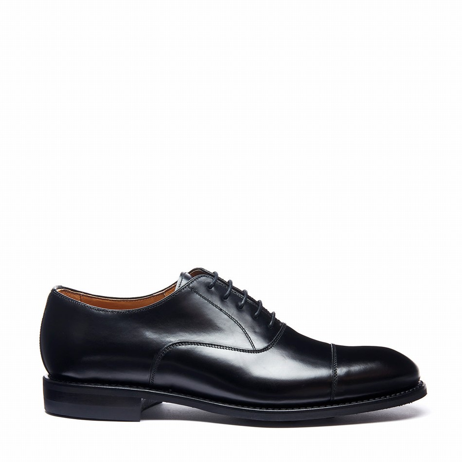 Solovair Hi-Shine 5 Eye Uomo Scarpe Oxford Nere | 099-197-060