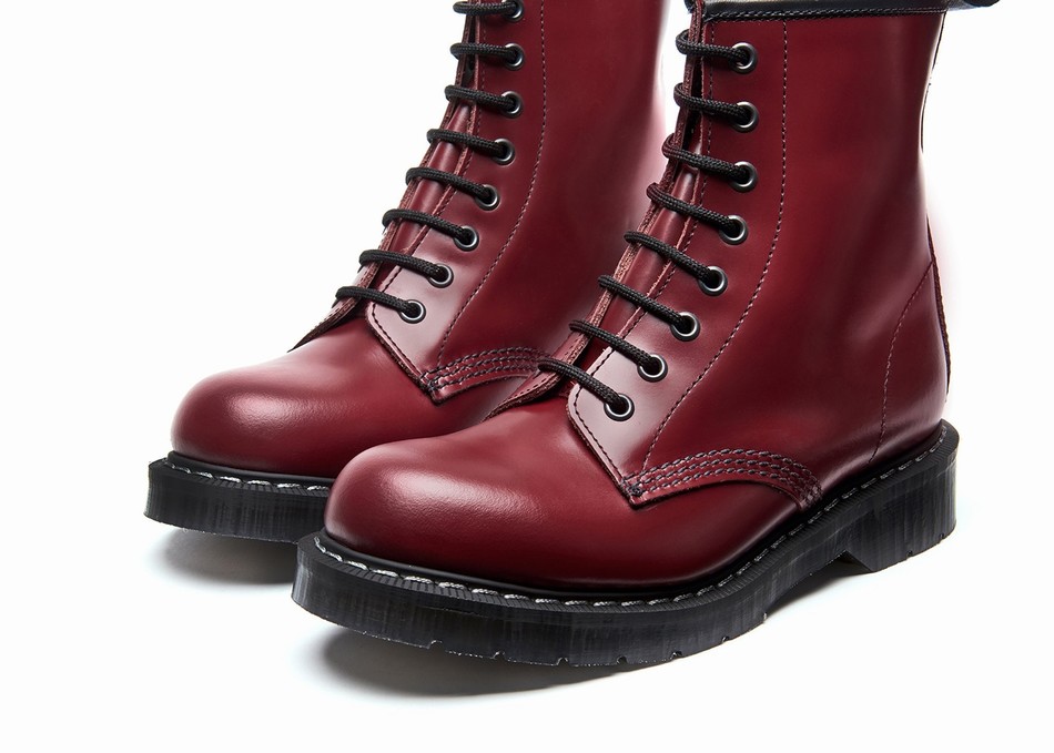 Solovair Hi-Shine 8 Eye Donna Stivali Derby Rosse | S8-551-CR-G-030