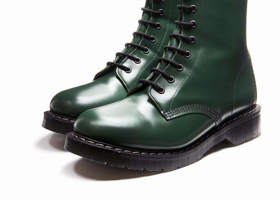 Solovair Hi-Shine 8 Eye Uomo Stivali Derby Verdi | S8-551-GN-G-030
