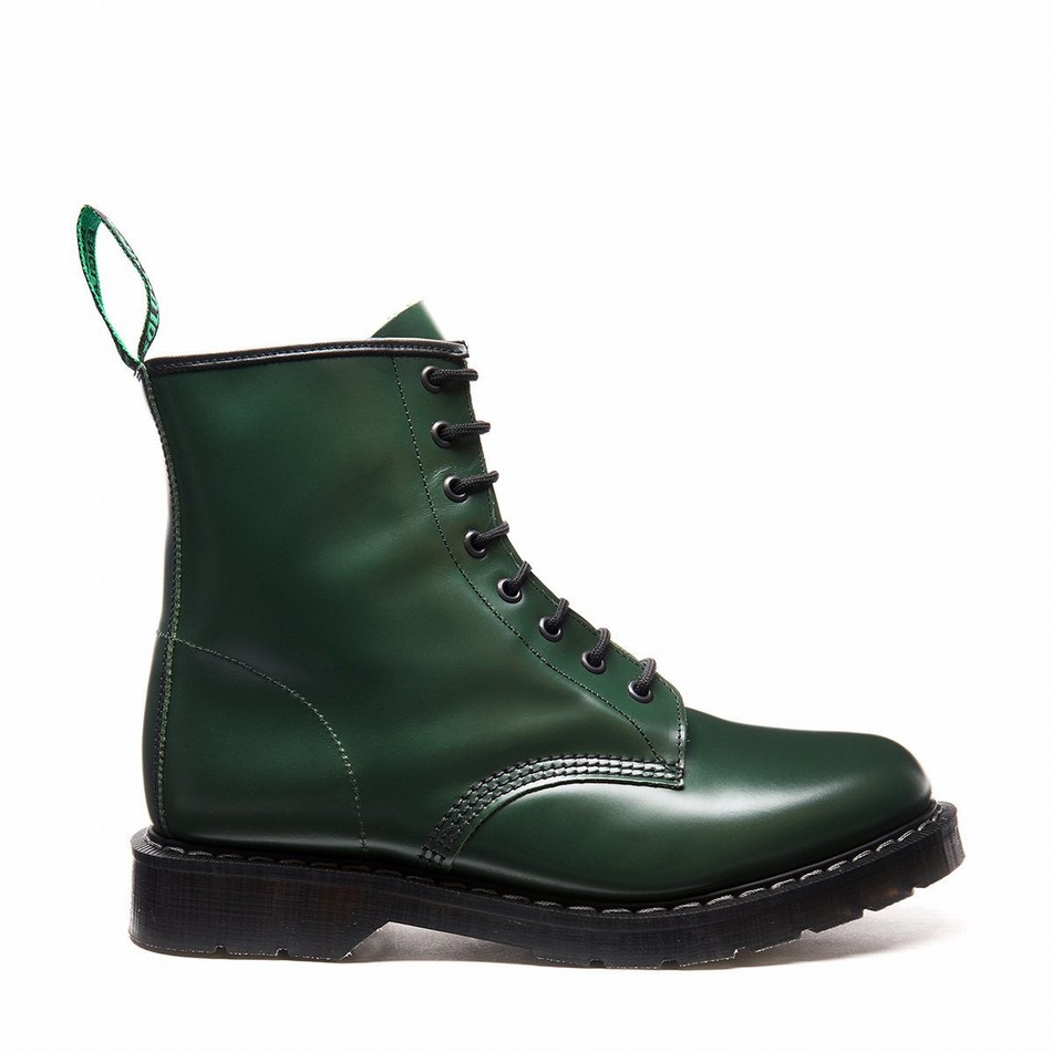 Solovair Hi-Shine 8 Eye Uomo Stivali Derby Verdi | S8-551-GN-G-030