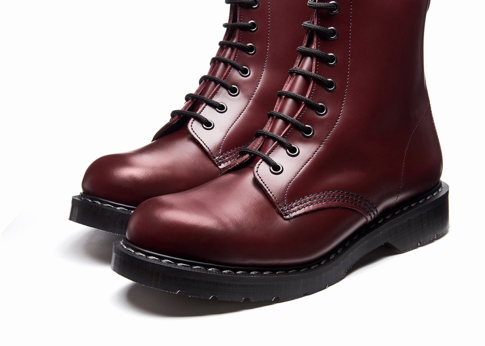 Solovair Hi-Shine 8 Eye Uomo Stivali Derby Rosse | S8-551-OX-G-030