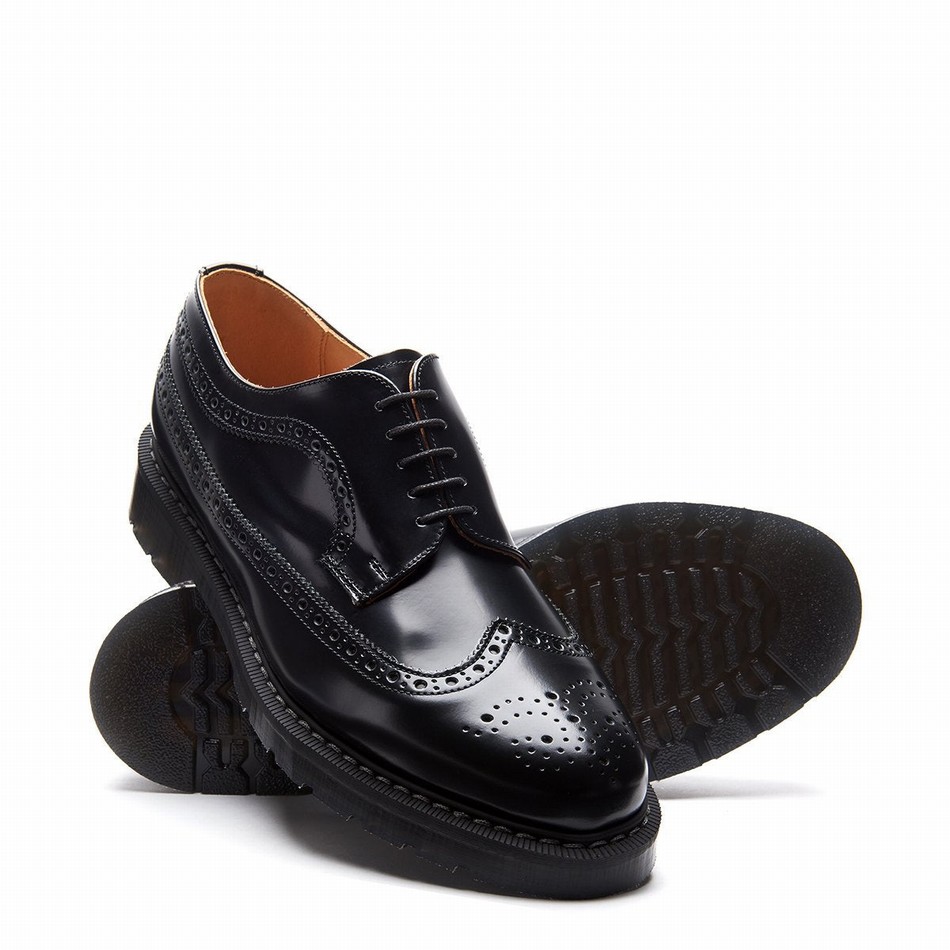 Solovair Hi-Shine American Donna Scarpe Brogue Nere | S5-812-BK-G-030