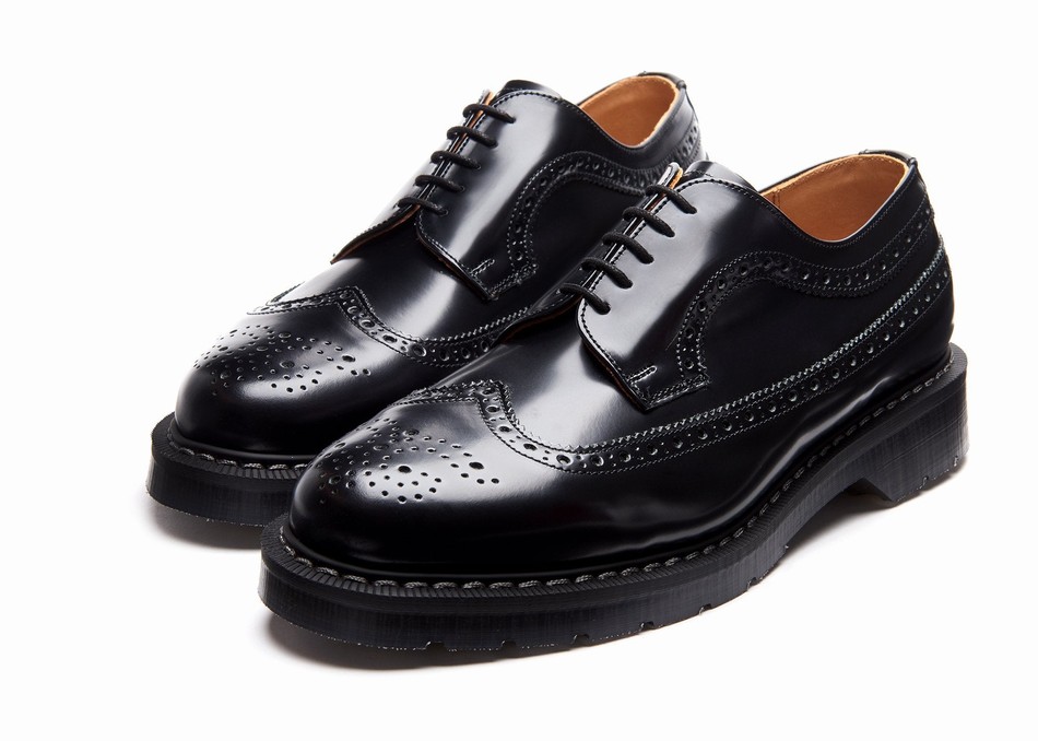 Solovair Hi-Shine American Donna Scarpe Brogue Nere | S5-812-BK-G-030