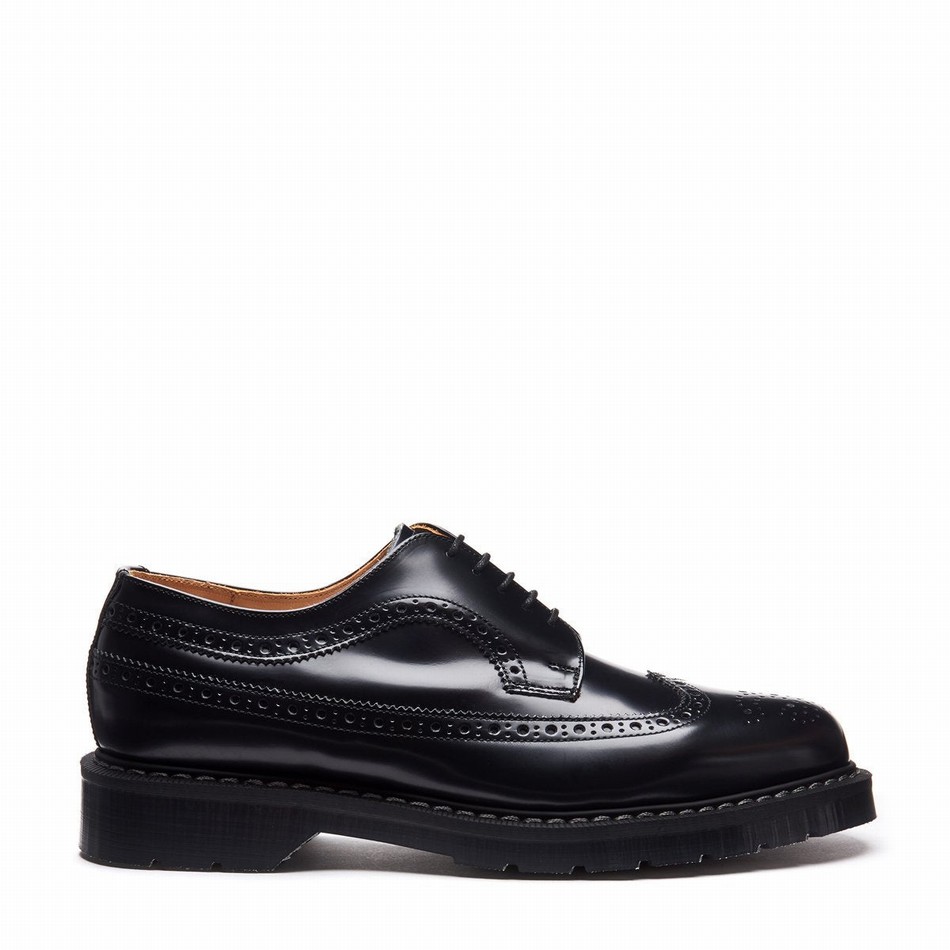 Solovair Hi-Shine American Donna Scarpe Brogue Nere | S5-812-BK-G-030