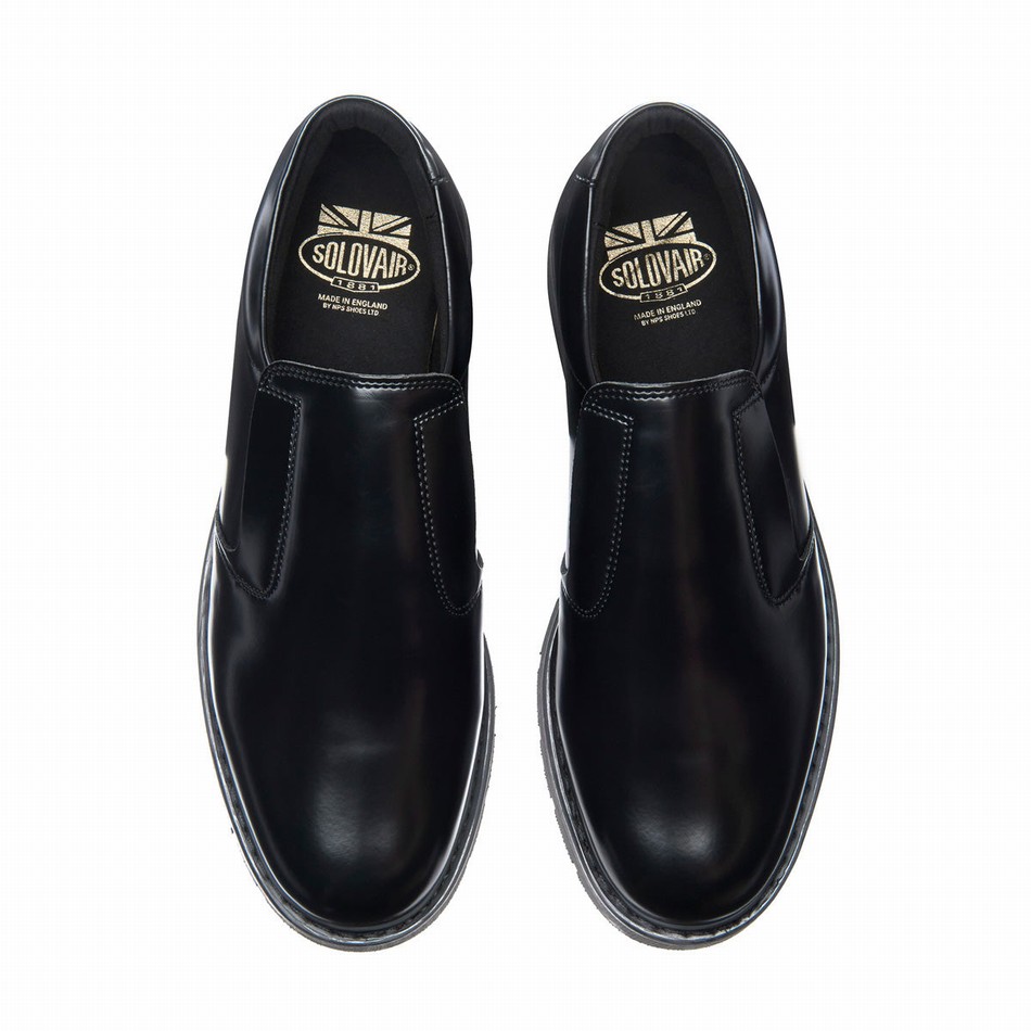 Solovair Hi-Shine Donna Mocassini Nere | 763-030