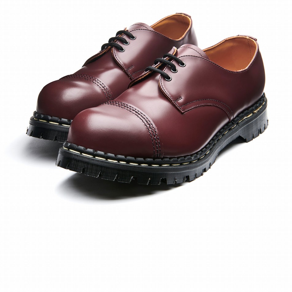 Solovair Hi-Shine Steel Toe Capped Donna Scarpe Gibson Rosse | GF3-1370-OX-030