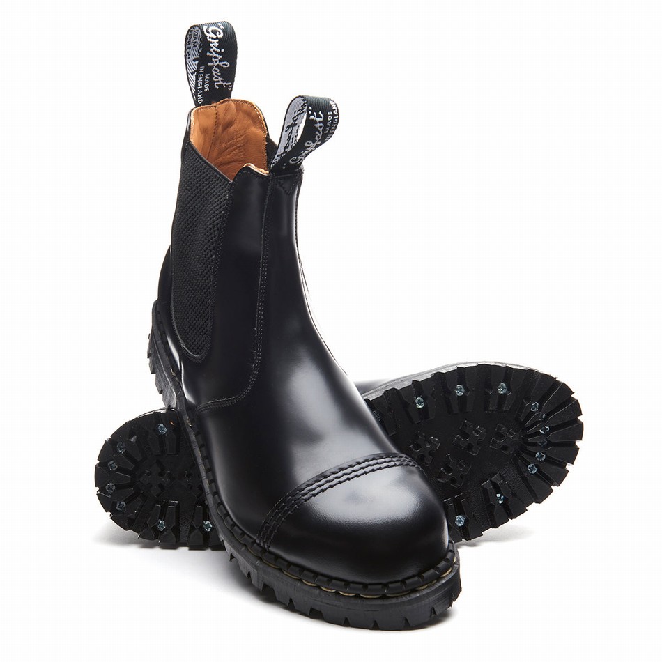 Solovair Hi-Shine Steel Toe Capped Uomo Stivali Dealer Nere | GF0-1910-BK-040