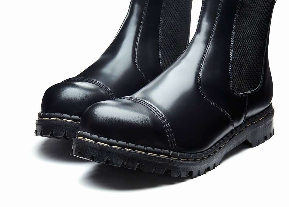 Solovair Hi-Shine Steel Toe Capped Uomo Stivali Dealer Nere | GF0-1910-BK-040