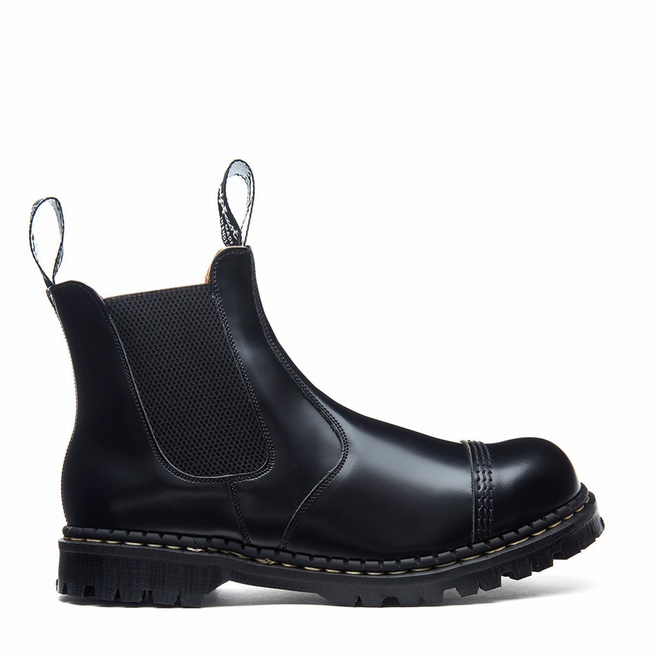 Solovair Hi-Shine Steel Toe Capped Uomo Stivali Dealer Nere | GF0-1910-BK-040