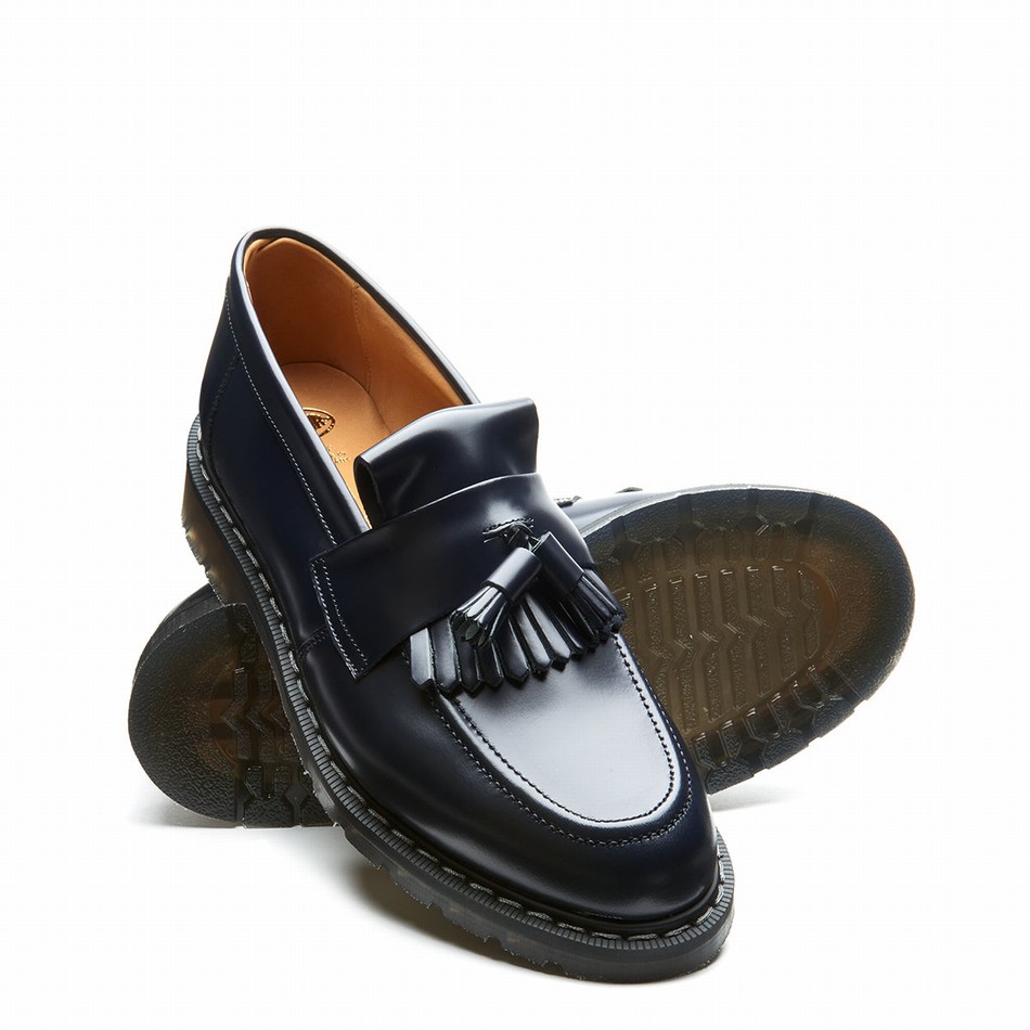 Solovair Hi-Shine Tassel Uomo Mocassini Blu Marino | S0-1022-NV-G-030