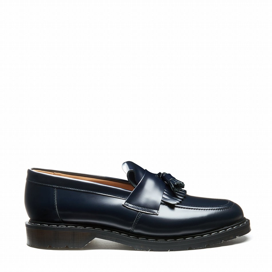 Solovair Hi-Shine Tassel Uomo Mocassini Blu Marino | S0-1022-NV-G-030