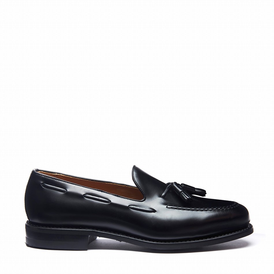Solovair Hi-Shine Tassel Uomo Mocassini Nere | 130-131-065