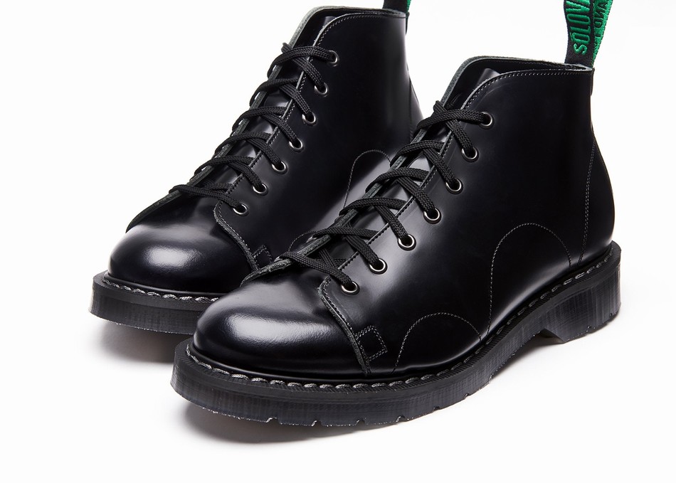 Solovair Hi-Shine Uomo Stivali Da Scimmia Nere | S7-116-BK-G-030