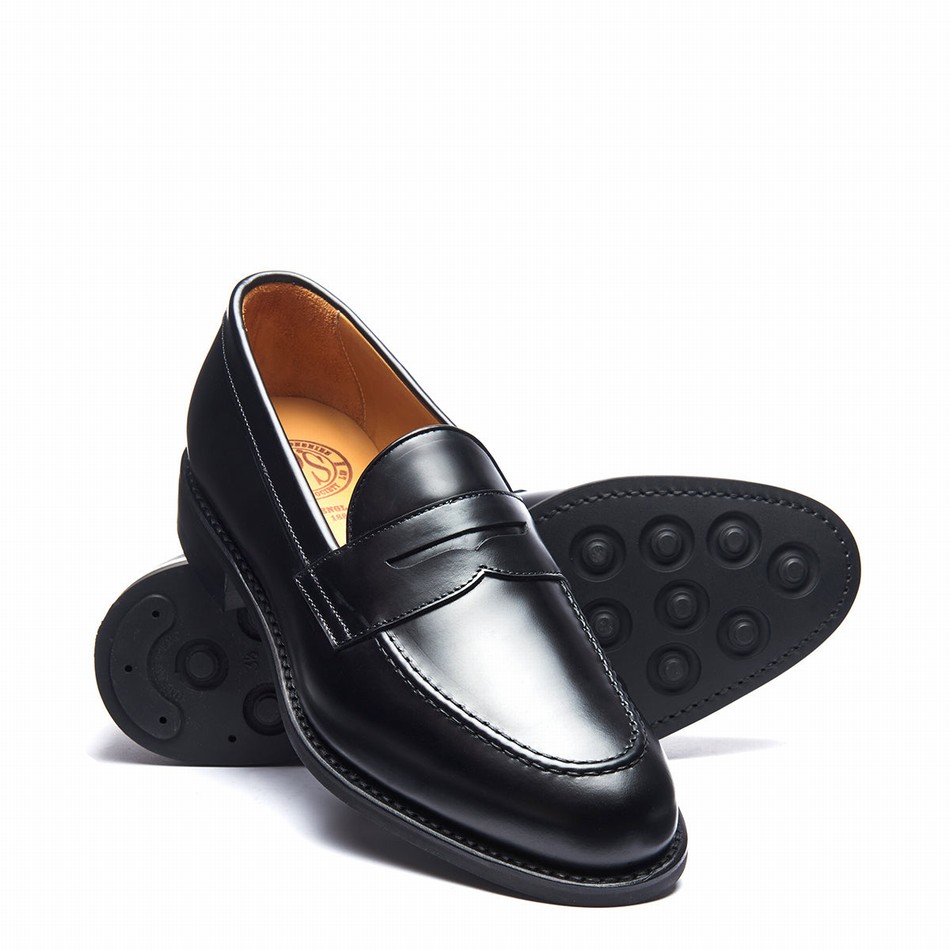 Solovair Hi Shine Penny Uomo Mocassini Nere | 970-025-060
