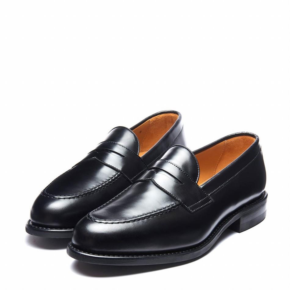 Solovair Hi Shine Penny Uomo Mocassini Nere | 970-025-060